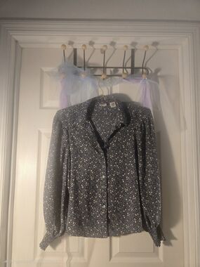 Levi's Navy Button-Down Shirt with Small White Floral Print